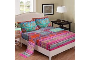 Boho Sheet Set Queen Size Bohemian Bed Sheets Set 4 Piece Super Soft Microfiber Colorful Tribal Striped Sheets Deep Pocket Bo