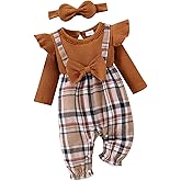 FOCUTEBB Baby Girl Clothes Fall Winter Outfits Ruffles Plaid Romper Long Sleeve Bodysuit One Piece Jumpsuit 0-18 Months