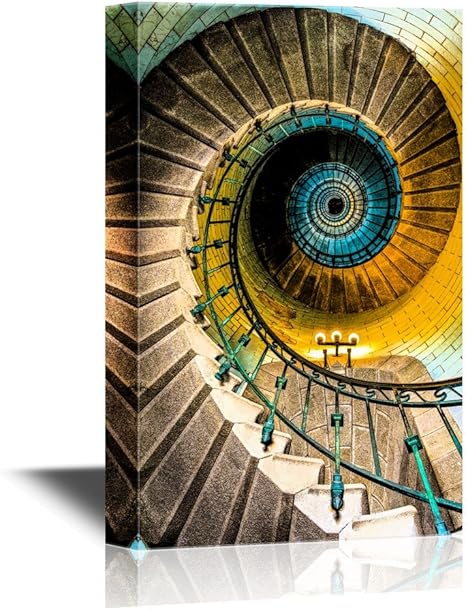 Amazon Com Wall26 Canvas Wall Art Spiral Staircase Viewed From Above Gallery Wrap Modern Home Art Ready To Hang 32x48 Inches Posters Prints