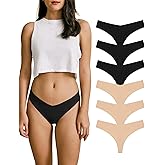 SHARICCA Women No Show Seamless Underwear Thong Invisible Soft Panties Multi Pack