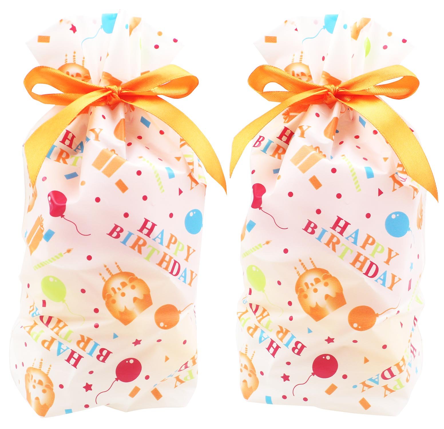 Zealax 15pcs Happy Birthday Theme Party Favors Treat Bags Gift Wrapping Drawstring Plastic Goodies Package Bags Baby Shower Decorations Ideas, 6 inches x 9 inches