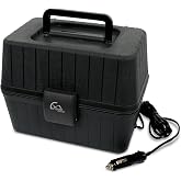 TRAVEL TIME 12V Portable Stove with 5-Pans &amp; Lids, 150w &ndash; Universal for Most Vehicles, Mini Microwave Food Warmer for Car, Truck, Travel, Work Cooking