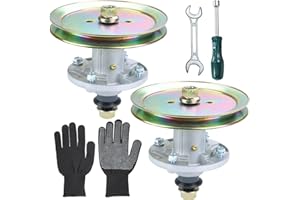 POSFLAG 2 Pack GY21098 Spindle Assembly Pre-Greased with GX20367 Spindle Pulley Replaces AUC15811 Spindle, GY20454, GY20962, UC23728 for John Deere D125 D130 D110 E100 E130 LA115 LA105 D105 Decks