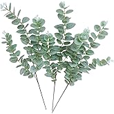 Forlaoers Green Fake Eucalyptus Faux Greenery Stems Silk Plants 32" Tall Leaves Olive Branches for Vases Home Decor Floral Arrangements Indoor Wedding Flowers (B:3pcs 31" Tall Grey Green Eucalyptus)