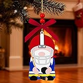 Christmas Gnome Ice Hockey Ornaments, Wood Hanging Sports Christmas Tree Decorations with Sports Ball and Bow, Ice hockeys Gifts for Ice hockeys Lovers Fans Holiday Party Office Indoor Car Supplies