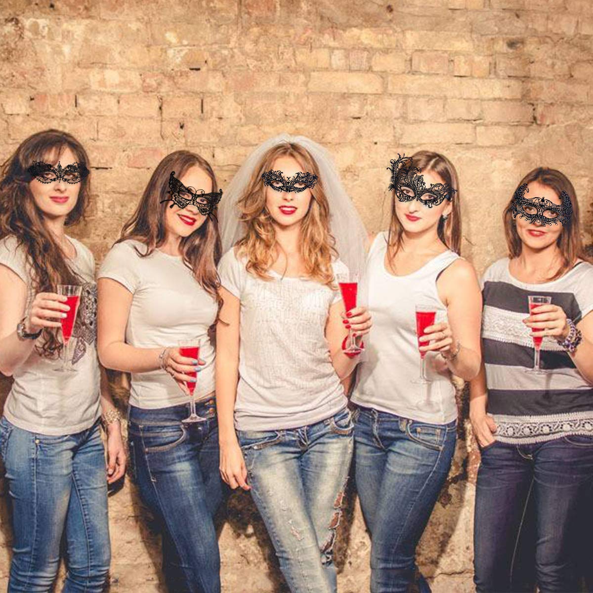 Coxeer 15 PCS Black Lace Mask Masquerade Mask Party Ball Dress Masks Costume Halloween Mask