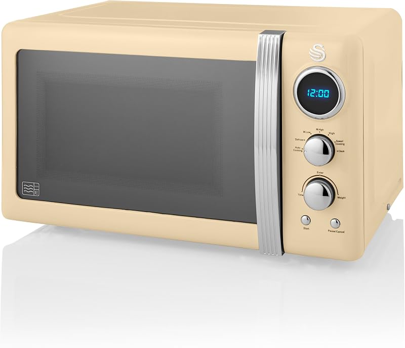 Swan Retro LED Microwave 20L 800W Cream Stealth Collection