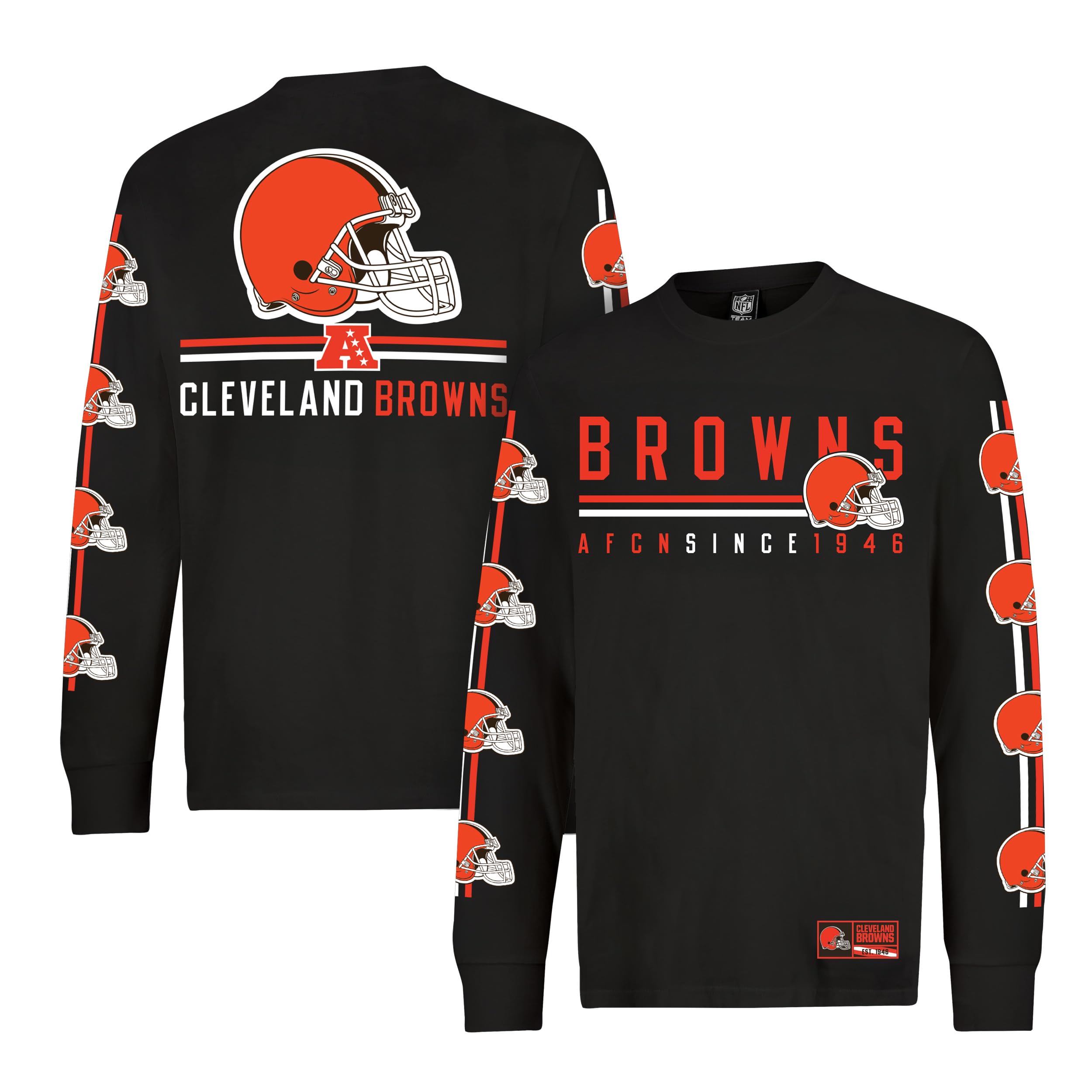 Ultra Game Men's NFL Official Super Soft Supreme Long Sleeve T-Shirt, Cleveland Browns, Heather Gray, Large Image