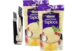 moofin Reese Large Pearl Tapioca Pearls, 0.44 Pounds, with Silver SS Tea Bag Squeezer, Tapioca Boba Pearls from a Mexican Recipe, Bubble Tea & Smoothies [Pack of 2]