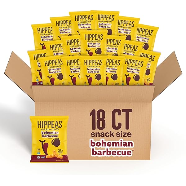 HIPPEAS CHICKPEA PUFFS, BOLD & SPICY VARIETY PACK: BARBECUE, SRIRACHA, 0.8 OUNCE (PACK OF 18), 3G PROTEIN, 2G FIBER, VEGAN, GLUTEN-FREE, CRUNCHY, PLANT PROTEIN SNACKS
