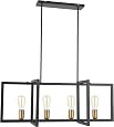 Lingkai 4-Light Kitchen Island Pendant Light - Matte Black With Antique Brass, 35.4" Long, Adjustable Cords