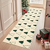 nesrt Christmas Hallway Runner Rugs 2x6 Non Slip, Green Washable Kitchen Rug Runner Rubber Backed, Soft Xmas Tree Low Pile Holiday Laundry Floor Carpets for Entryway Laundry Bedroom Xmas Decor