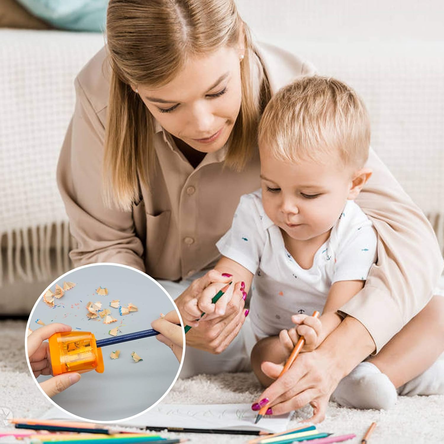 KIDMEN Manual Pencil Sharpeners, 2 Holes Compact Sharpener with Lid for Kids, School and Office-12 Pack : Office Products