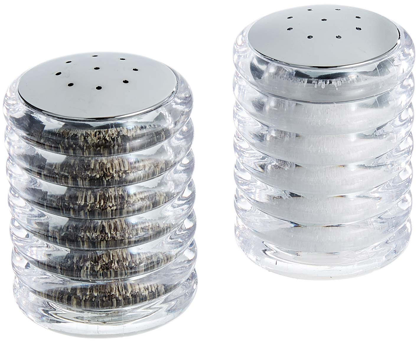 Cole & Mason Beehive Salt and Pepper Shaker Set, Salt and Pepper Pots, Acrylic/Chrome, 60 mm, Twin Salt and Pepper Set, Includes 2 x Salt and Pepper Shakers
