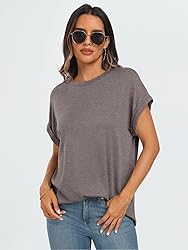 AUTOMET Womens Summer Tops Oversized Short Sleeve