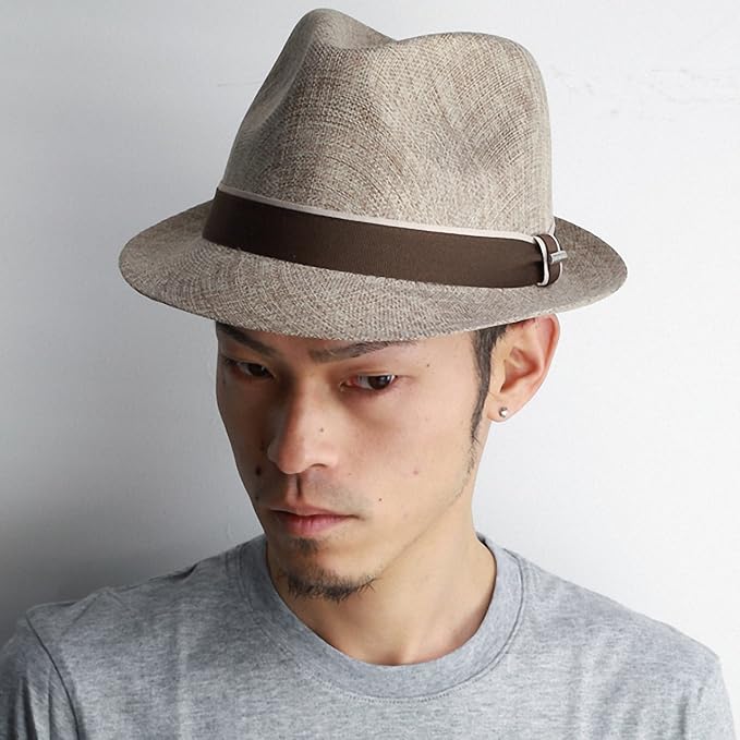 Amazon 中折れハット 春夏 メンズ 帽子 フェイクストロー ハット ステットソン Stetson フェドラ スナップブリム ブラウンベージュ トープ ハット 通販