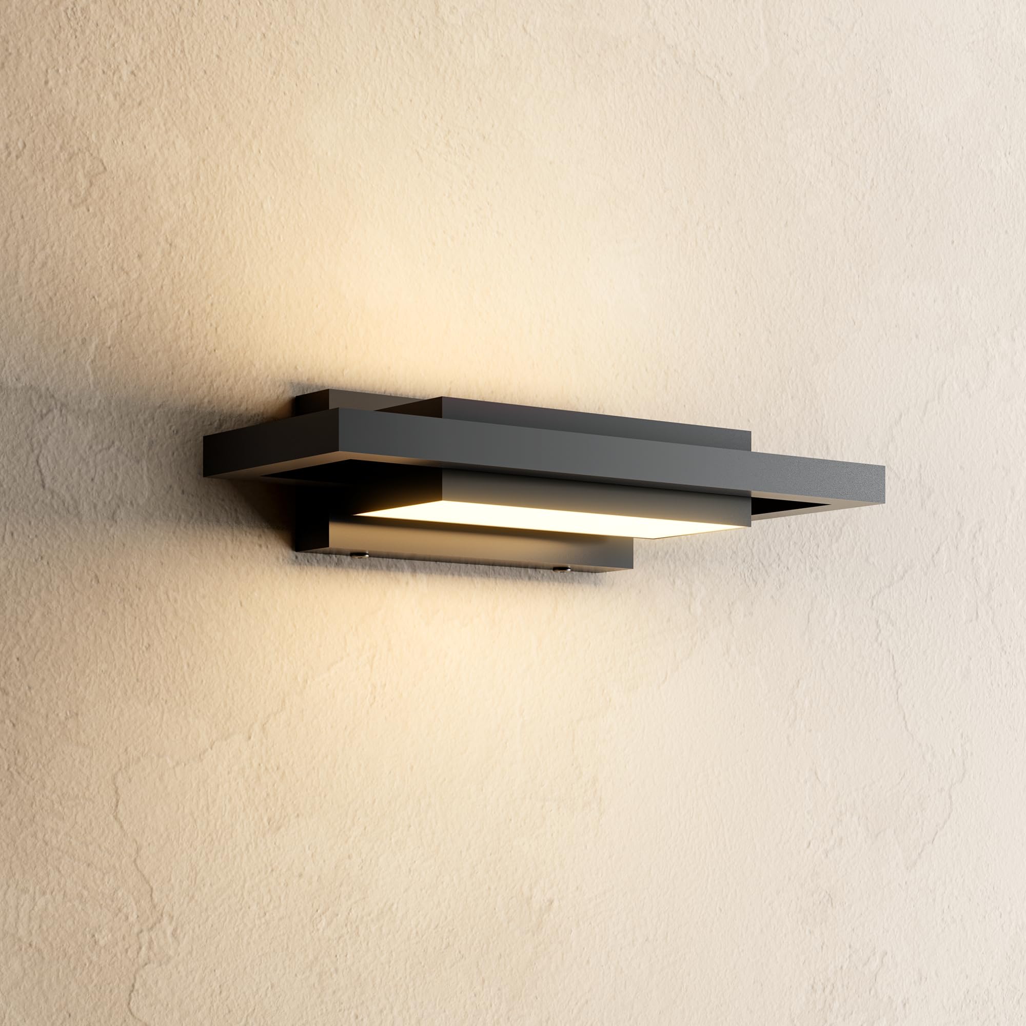 Photo 1 of ??? ???????? Brooklyn | Modern Outdoor Wall Lights LED, Exterior Wall Sconce Lights, Stainless Steel Outdoor Light Fixture, IP65 Waterproof Lights, 1 Pack (Black | Warm White | Small 14")