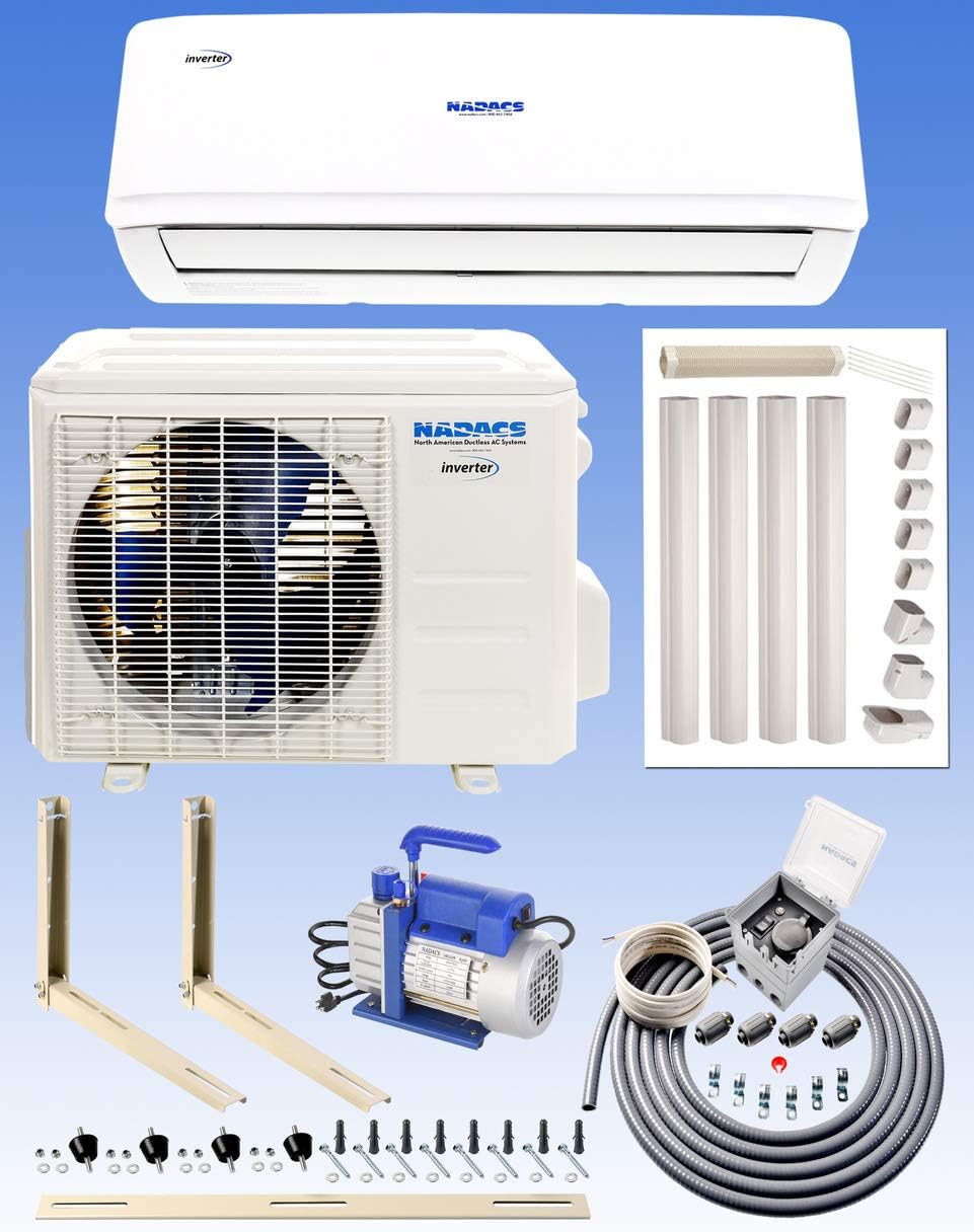 NADACS 12000 BTU Gold FIN 110 Volt WiFi Mini Split System (Heating & Cooling) with Installation Kit!