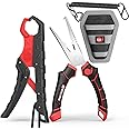 SNAIL TRAIL 7.5" Floating Fish Gripper & 7" Fishing Pliers Kit, Fishing Grabber, Catfish Mouth Pliers, Caught Bass Holder, Saltwater Lip Grip Tool with Lanyard, Hook Remover with Sheath