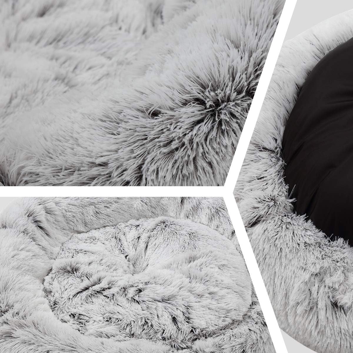 Richgra Faux Fur Ped Beds for Dog and Cat, Donut Pet Beds, Cuddler Round Bed Improved Sleep, Cozy Cat Cushion Bed, Self Warming Indoor Round Dog Bed (23”x 23”, Grey) : Pet Supplies