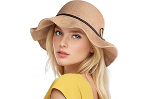 TRIFABRICY Sun Beach Hats for Women, Summer UPF 50+ UV Sun Protection Wide Brim Woven Hat Foldable Packable Knitted Cap