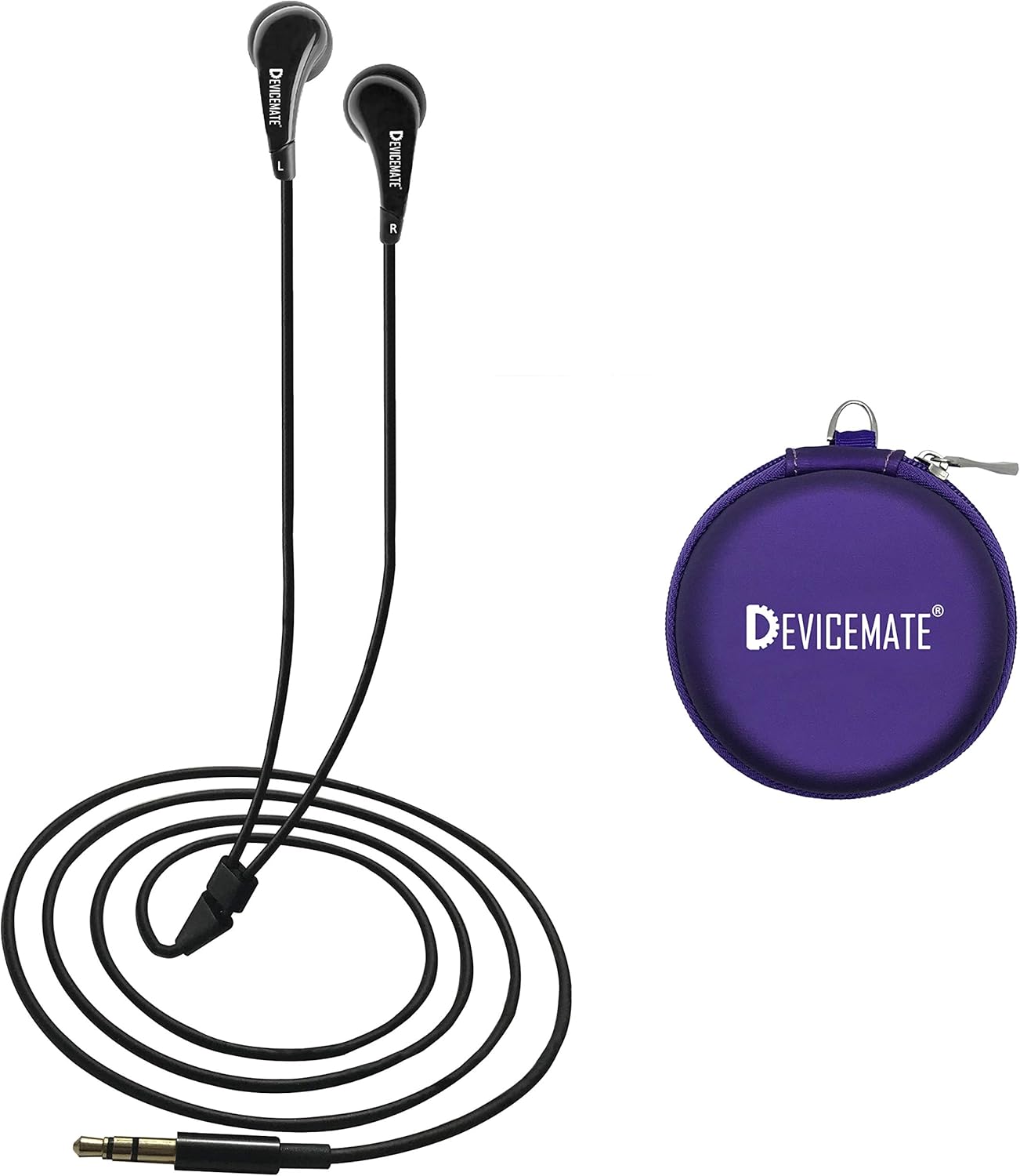 in-Ear Wired Earbuds Durable Earphones Headphones_Best Ear Buds Ear Phones for Cell Phone Smartphone Tablet MP3 MP4 CD DVD Player Laptop Notebook Computer. Earphone Case [Purple] DEVICEMATE SD 255