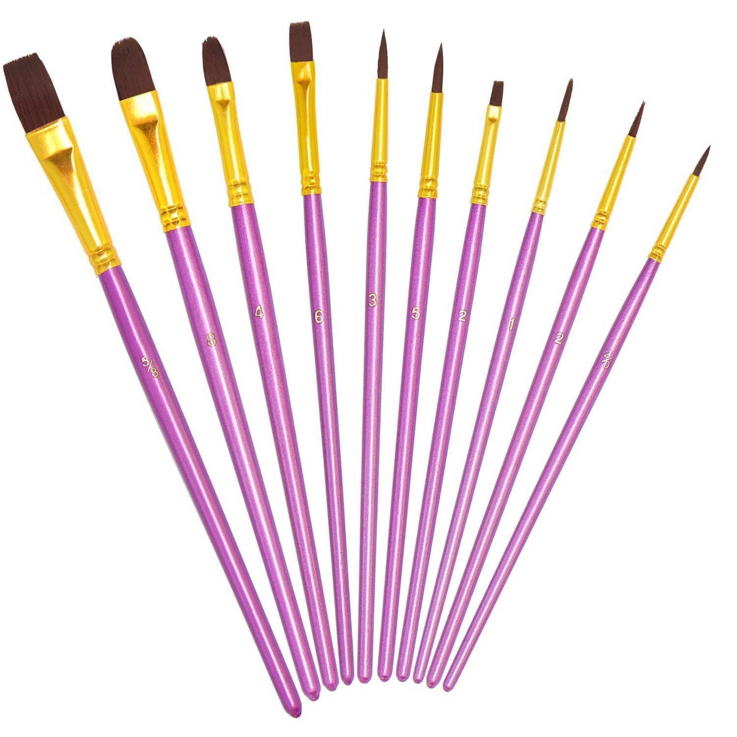 YXQSEDPainting Brushes 10pcs Paint Brush Set Round Pointed Tip Nylon Hair Artist Acrylic Brush for Watercolor/Oil/Crafts/Rock/Face Painting and Gouache-Purple