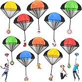 Juuxncgv 10Pcs Christmas Parachute Toy,Outdoor Hand Throw Flying Toys for Kids,Tangle Free Throwing Toy for Xmas Party Favors,Stocking Stuffers,Goody Bag Filler,Festival Gifts(10 Styles,5 Colors)