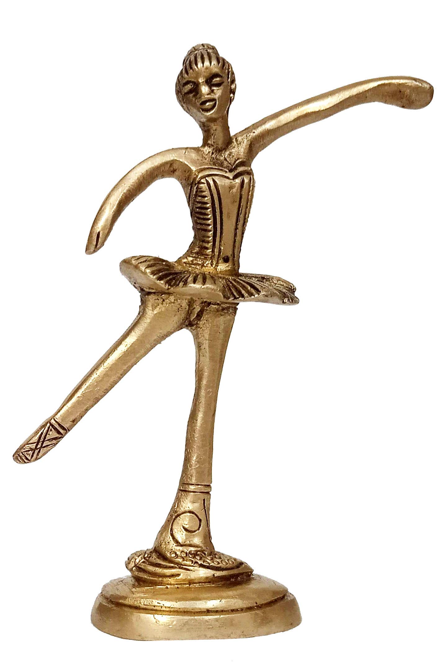 Purpledip Brass Statue Ballet Dancing Girl: Ballerina In Dance Pose (12264D)