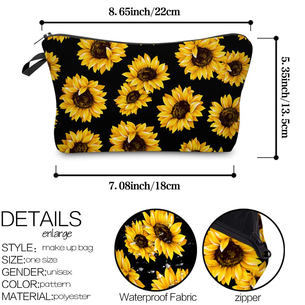 Cosmetic Bag MRSP Makeup bags for women, Small makeup pouch Travel bags for toiletries waterproof sunflower (51728) : Beauty
