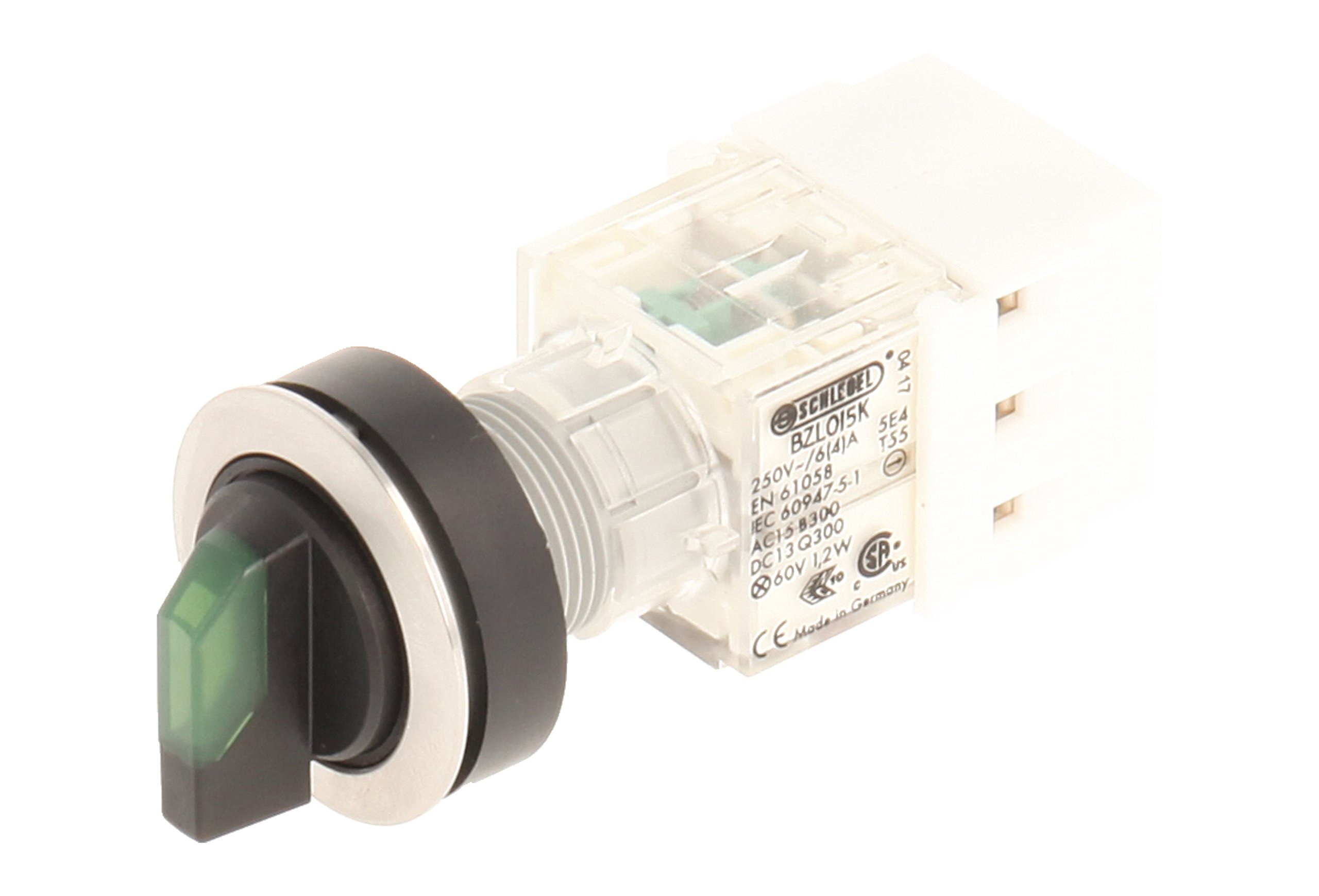 Club 23.001.350 Light 2 Positions Selector Latching Stainless Steel Contact Button Sensor LED Lamp Holder t5,5 K 1 Closer + 1 opener 24 V Screw Connector – Green (Pack of 2)