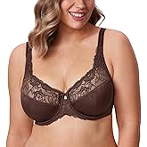 DELIMIRA Women's Plus Size Full Coverage Underwire Unlined Minimizer Lace Bra