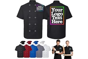 Custom Men Chef Coat Personalized Chef Jacket with Name Logo Text Customized Chef Uniform Work Shirt with Hat
