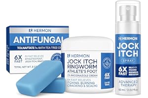 Hermon Antifungal Jock Itch Treatment Set – Soap, Antifungal Cream, and Spray – Complete Care for Jock Itch, Athlete’s Foot, Ringworm & Itchy Skin Relief