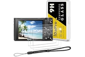 iDaPro Screen Protector for Sony RX100 VII / VI / V / IV / III / II & Hand Lanyard [3+1 Pack] Tempered Glass Easy Installatio