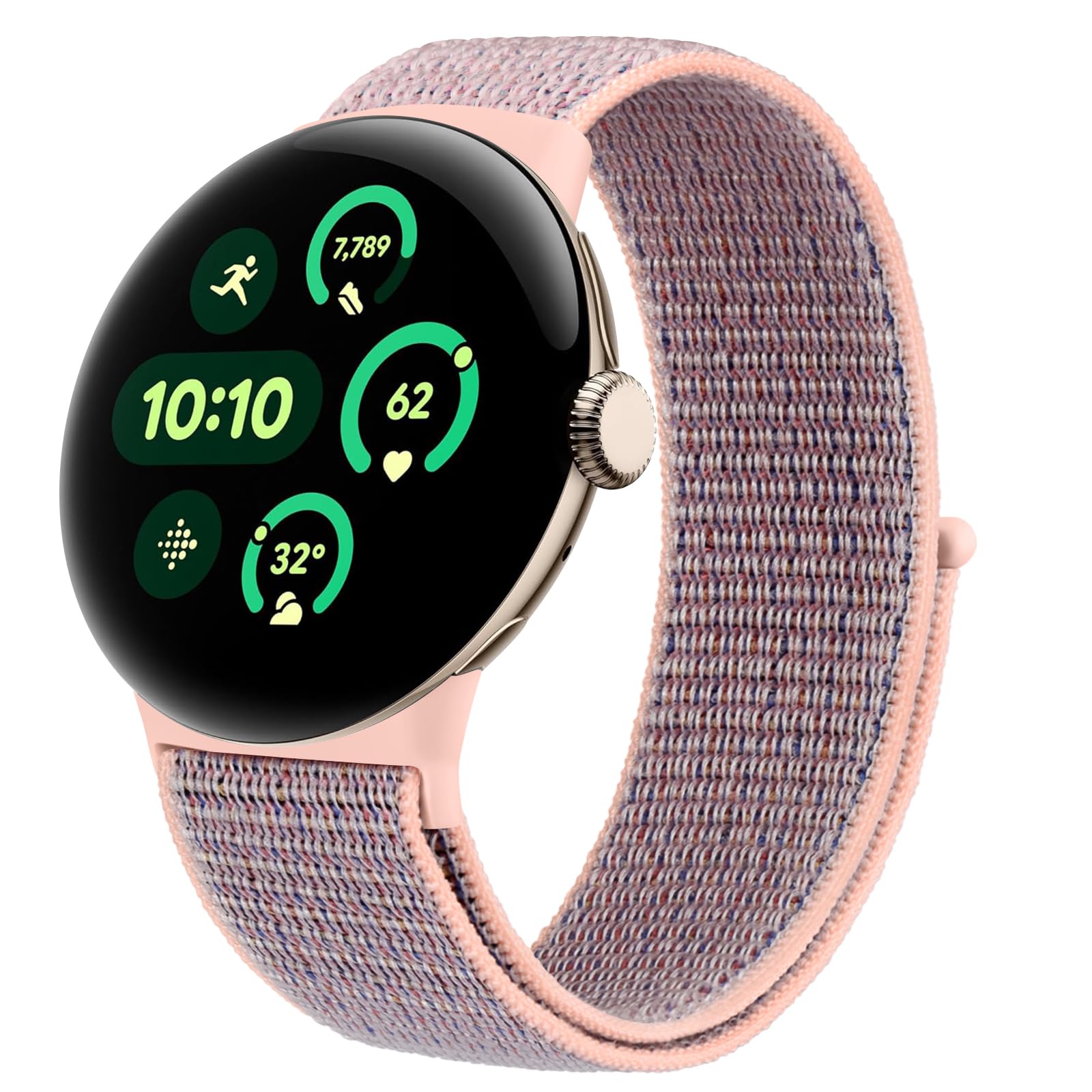 AK Stretchy Nylon Compatible with Google Pixel Watch Band, Elastic Nylon Adjustable Straps Replacement Wristbands for Google Pixel Watch 2/1 Bands for Women Men(Rose)