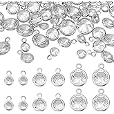 PH PandaHall Cubic Zirconia Charms, Plated Round Crystal Charm Pendants Rhinestone Charms Brass Crystal Pendant for Necklace Bracelet Dangle Earrings Jewelry Making
