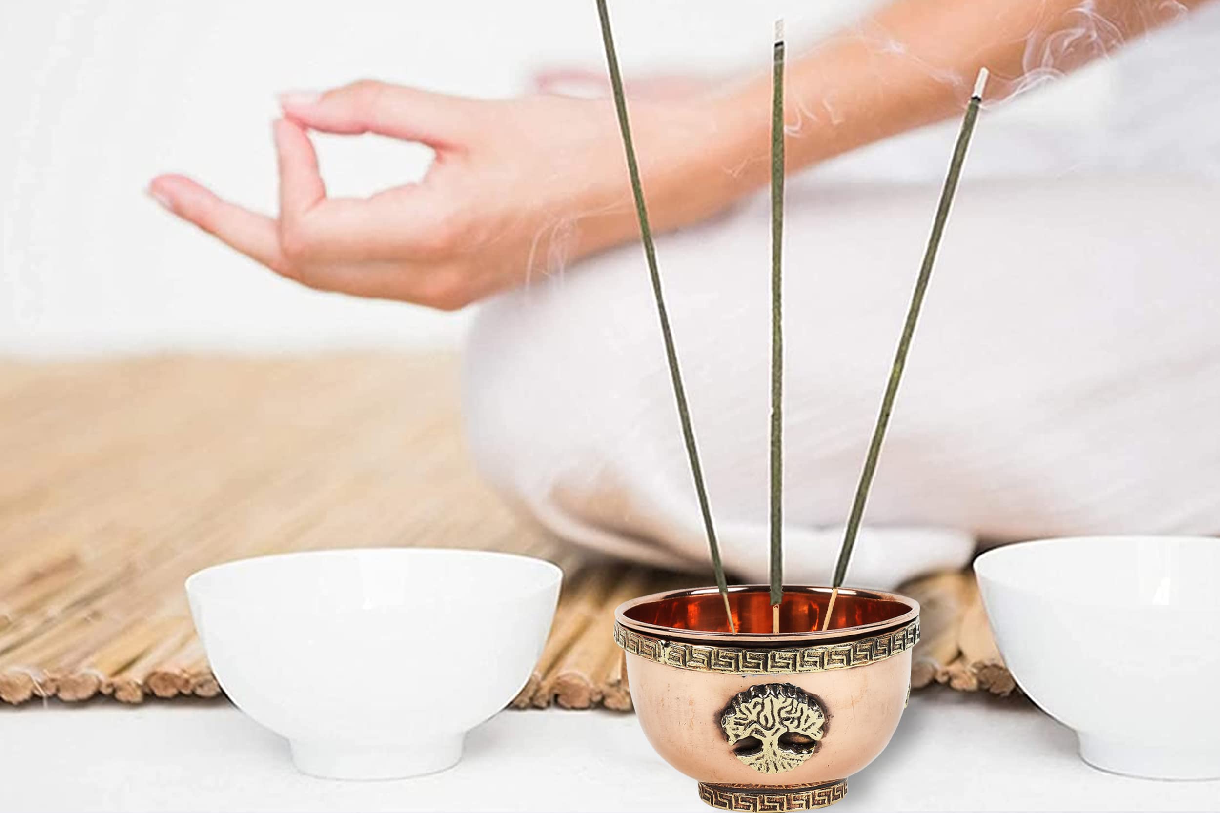 Indian Consigners Small Altar Witchcraft Serving, Offering or Smudging Bowl Copper Home Decore Incence Holder (Tree Of Life Bowl)