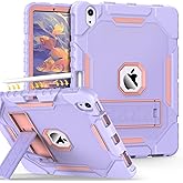 Grifobes Case for iPad Air 11-inch (M3/M2) 2025/2024, for iPad Air 5th/4th Generation 2022/2020 10.9", Heavy Duty Rugged Cover with Stand/Pencil Holder for i Pad Air 6th 5 4 Gen (Purple)