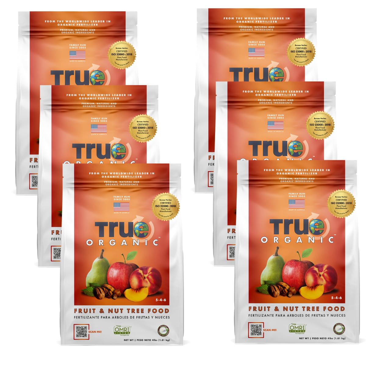 True Organic Fruit & Nut Food – Organic Fertilizer for Productive Tree Growth – Prevent Blossom End Rot – 4lb Bag Covers 70 Sq. Ft.- Case of 6 Image