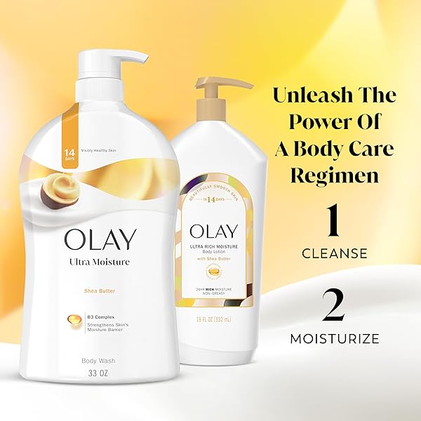 OLAY BODY WASH FOR WOMEN, ULTRA MOISTURE, 24HR MOISTURIZING, HYDRATING & REFRESHING, B3 VITAMIN COMPLEX, FREE OF PARABENS & PHTHALATES, FOR ALL SKIN TYPES, SHEA BUTTER SCENT, 33 FL OZ