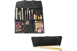 Yazzii Knitting Needles Case - Travel Organizer for Knitting Needles - Rolling Organizer Case Black