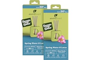 Enviroscent Non-Toxic Air Freshener for Home (Spring Water & Lotus) Essential Oil Diffuser | Air Freshener & Room Freshener | Home Fragrance Last Over 30 Days | 8 Scent Stix Refills
