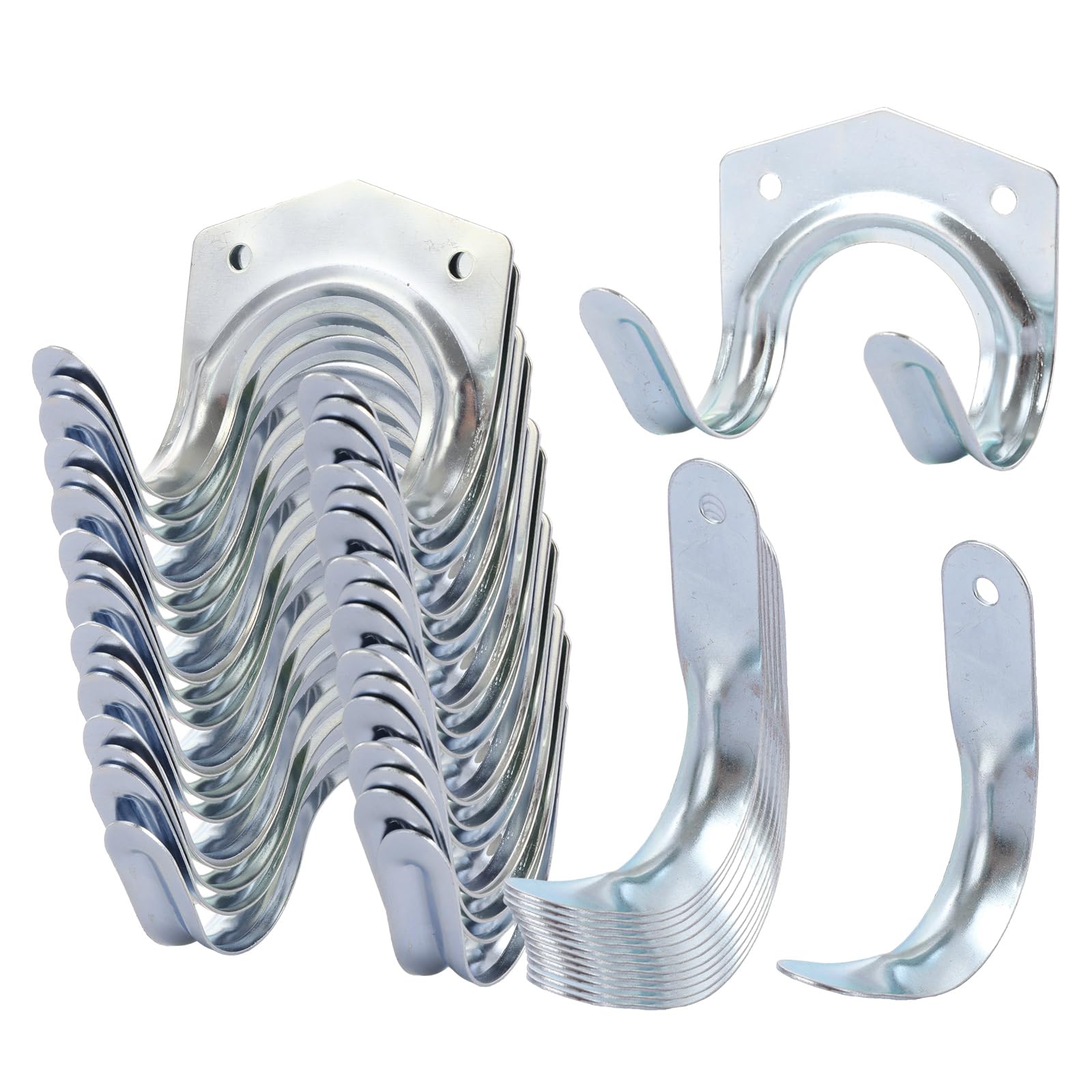 LDXDRU 40 Pack Metal Hooks for Garage and Workshop - Wall Mounted Tool Storage System With Single and Double Hangers for Shed, Warehouse Organization - Includes Fixings