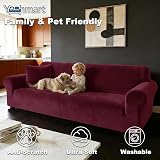 Yeahmart Thick Velvet Sofa Cover 1 Seater Red Premium Stretch Slipcover view 2