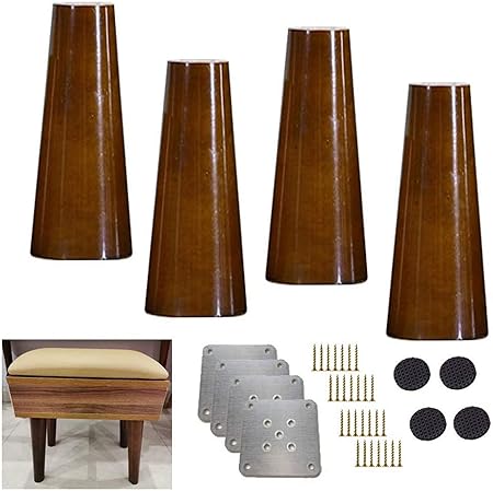 4X Solid Wood Kitchen Furniture Leg, Vertical Sofa Legs, Mid Century