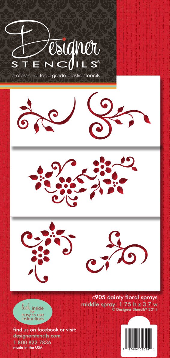 Dainty Floral Sprays Cookie Stencils by Designer Stencils