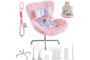 CIUNURA Doll Car Seat Compatible with Bubudoll, Small Seat for 10-17cm Blind Box Toys, Including Air Vent Clip, Desktop Stand, Adjustable Safety Strap, Airflow-Friendly Design, Ideal Car Decor Gifts(Pink)