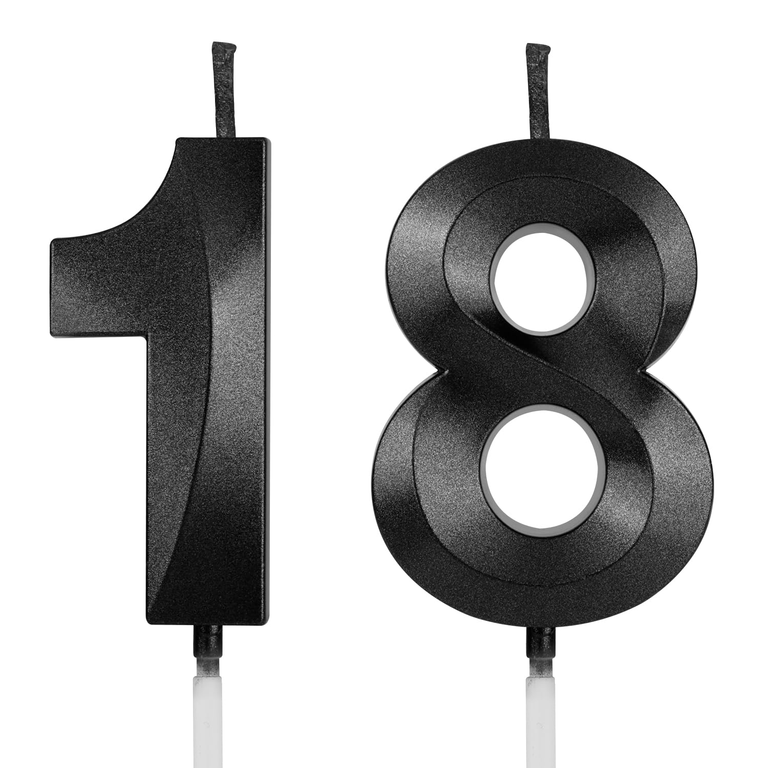 AndiluluBear Number 18 Birthday Candles, 1.96 Inch Happy Birthday Cake Candles Cupcakes Topper Decoration for Birthday Party Wedding Anniversary Celebration Supplies (Black)