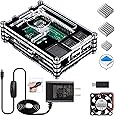 Smraza Raspberry Pi 3 B+ Case with Fan, 5V 2.5A Power Supply and 3 Heat Sinks for Raspberry Pi 3 Model B+ (B Plus), 3B, 2B